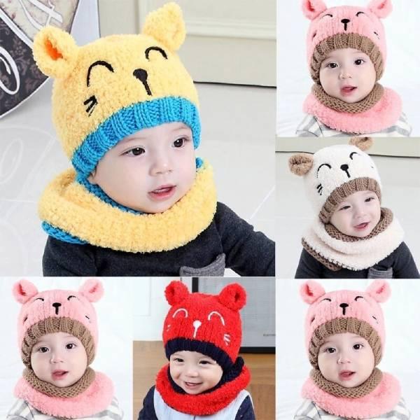 Bonnet Hiver pour Bébé - Maille côtelée et doublé de polaire - PouponMalin