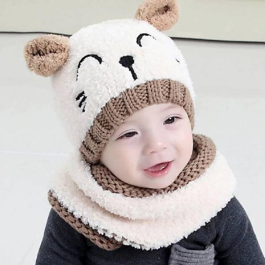 Bonnet Hiver pour Bébé - Maille côtelée et doublé de polaire - PouponMalin
